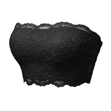 Strapless Bra No Back Fat Ladies Seamless Tube Top Lace Beauty Tube Tops black
