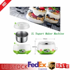 1L Yogurt Maker Machine Auto Constant Temperature w/Stainless Steel Inner Pot