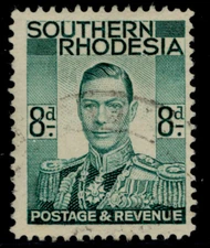 SOUTHERN RHODESIA GVI SG45, 8d emerald-green, FINE USED.