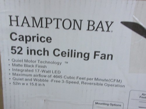Hampton Bay Caprice 52 in Integrated LED Indoor Matte Black Ceiling Fan - Picture 2 of 5