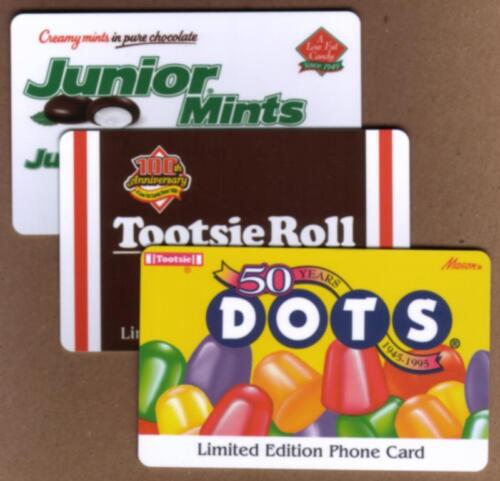 Tootsie Roll 100th Anniversary Set Incl Dots & Junior Mints set of 3 Phone Card - Picture 1 of 5