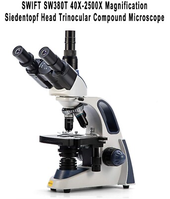 SWIFT SW380T 40X-2500X Mag Siedentopf Head Trinocular Compound Microscope