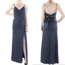 Aqua Elegant Navy Blue Evening Gown