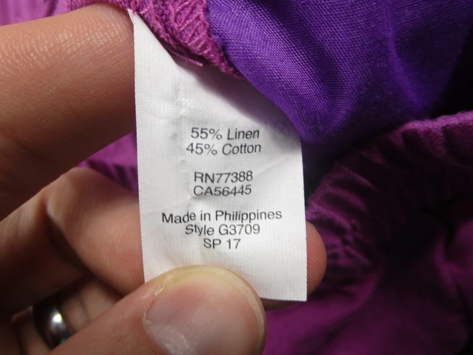 Pantalones Cortos J Crew Para Mujer 6 Púrpura Chino Lino Preppy Informales Bolsillos Foto 3 de 4