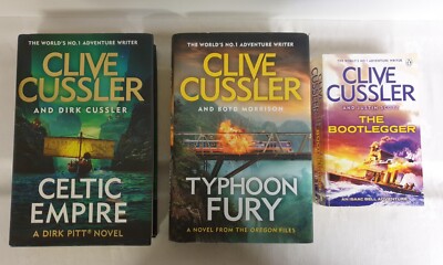 Clive Cussler Book Bundle x3 Celtic Empire, Typhoon Fury, The Bootlegger