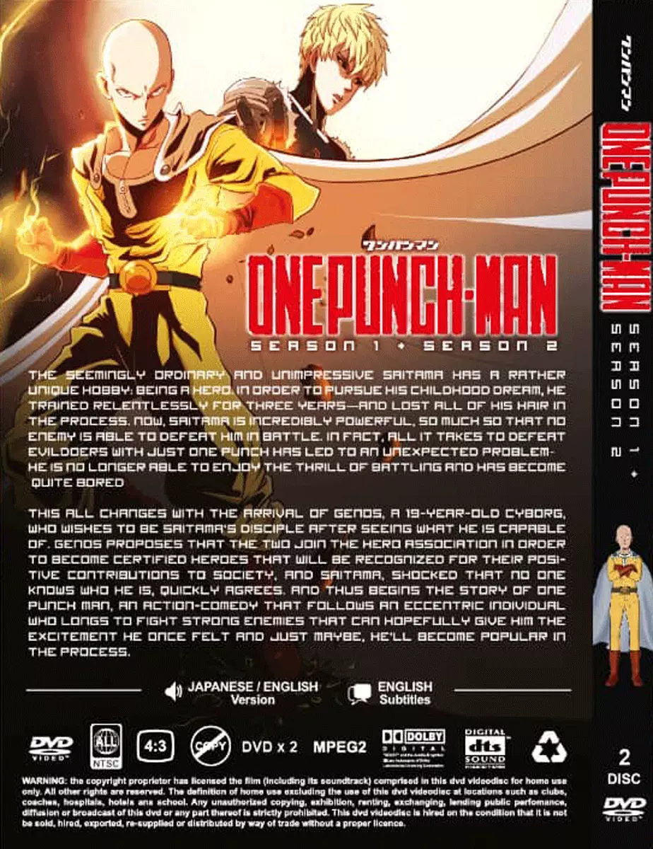 DVD ANIME One Punch Man Season 1-2 Vol.1-24 End ENGLISH VERSION Region All