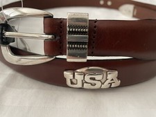 Brown Leather Belt With U.S.A Conchos 28, 30, 32, 44, 46