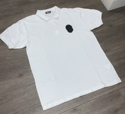 Authentic BAPE Men's Polo Collar Shirt - White - Size L | eBay
