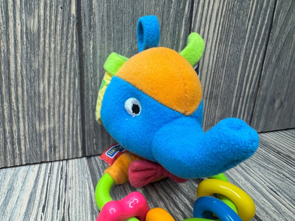 Juguete suave colorido Lamaze bebé elefante con sonajero y anillos para la dentición Foto 2 de 4