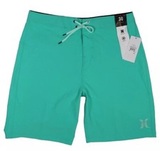 Hurley Men  s One And Only Solid Aqua 4-Way Stretch 20" BoardShorts Sz30 NEW H366