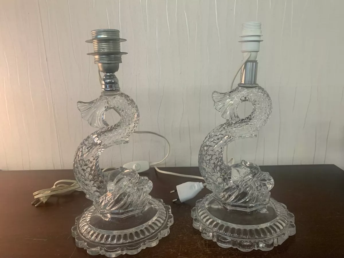 Pair Of Lamp Dolphin IN Crystal Baccarat Price Of Two eBay