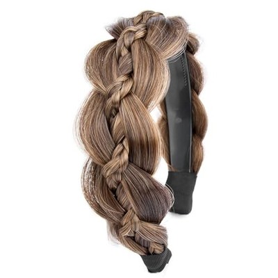 Wide Braided Headband with Teeth Synthetic Hair 1 Count (Pack of 1) Claybank