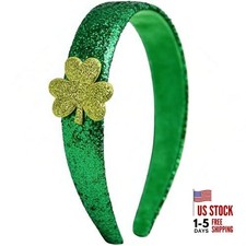 St. Patrick's Day Headband Green Glitter Shamrock Hairband - Clover Hair