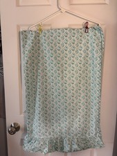 Set Of Two Pillowcases With Ruffles And Flowers Teal/White Standard Size