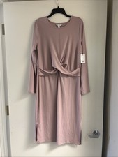 Nine West Dusty Rose Pink Women’s Long Sleeve Dress Size XL Twist Front NWT