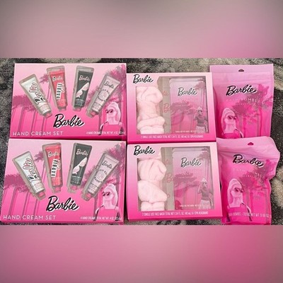 Barbie Pink Hand Cream and Bath Bomb and Face Mask & Pink Headband Bundle