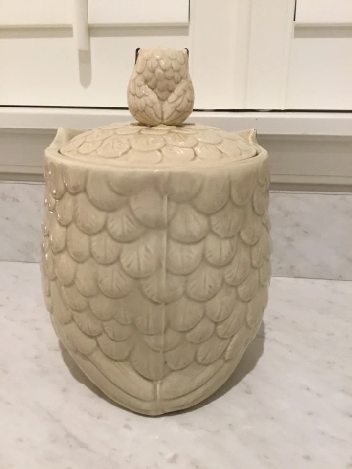 Vintage Rare OMC Hand Painted Otagiri Japan Ceramic Owl Canister Cookie Jar 60’s - Image 4 of 4