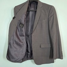 Jos. A. Bank Classic Collection Mens 41R Blazer Gray Pinstripe 100 Wool Jacket