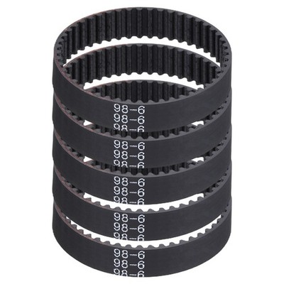 98mm GT-2 Timing Belt, 5pcs 6mm Width 2mm Pitch 3D Printing Closed Loop, Black