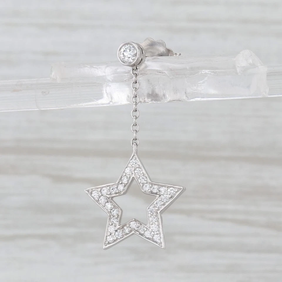 Одиночные серьги-висячие звезды с бриллиантами Tiffany 0,12 карата сменные платина - Изображение 2 из 4