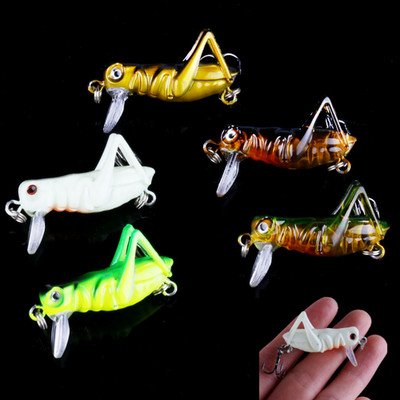 5PCS 3.5cm/3g Insect Locust Fishing Lure Crankbait Bass Grasshopper Bait Tackle