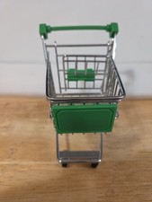 1 Pc - Mini Supermarket Shopping Cart - Green And Metal With Functional Wheels