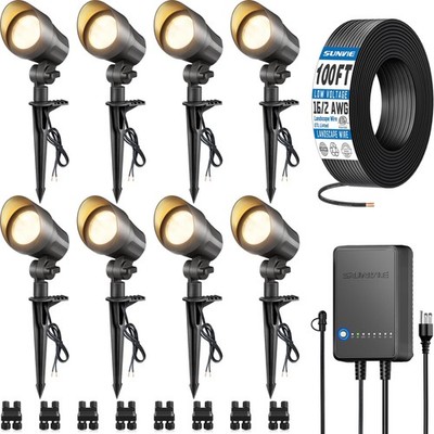 SUNVIE All-in-One Low Voltage Landscape Lighting Kit, 6W Landscape Lights Wir...
