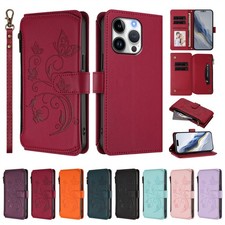 Magnet Leder Wallet Case Reißverschluss Hülle für iPhone 17 16 15 14 16E 13 12 8