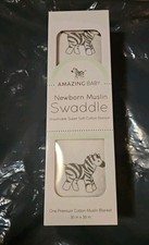NIB Amazing Baby Swaddle Muslin Baby Swaddle Blanket Super Soft Cotton 36x36 In