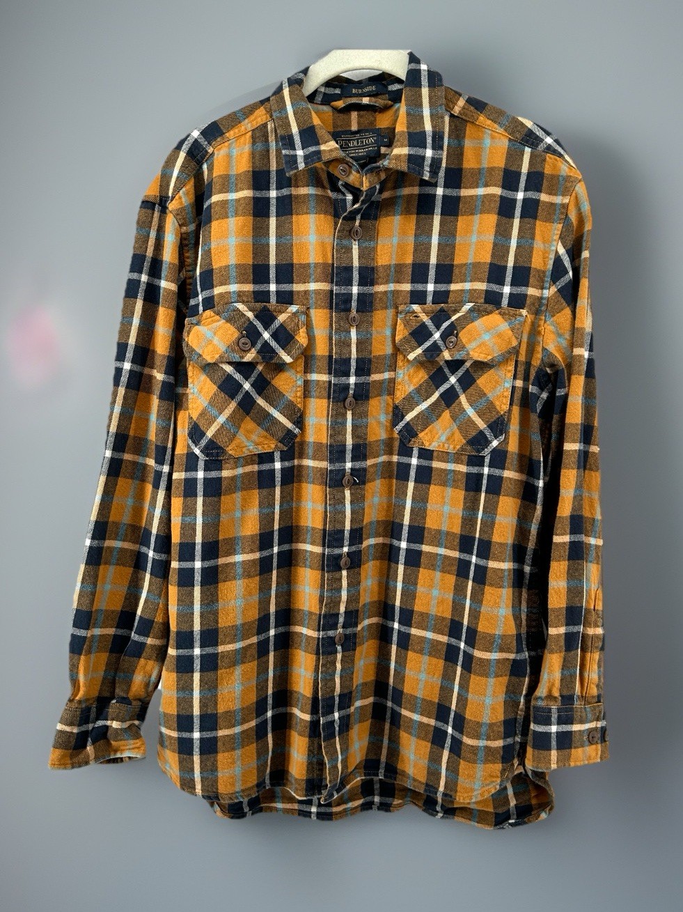 Pendleton Burnside Flannel Shirt Sz M Yellow Blac… - image 1