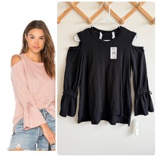 WILT Cold Shoulder Longsleeve Top Bell Sleeves made in USA Small