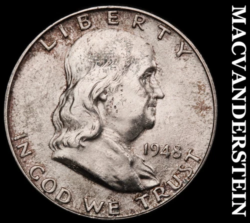1948-D Silver Franklin Half Dollar - FBL - Choice G Brilliant Unc  Toned  #G9002
