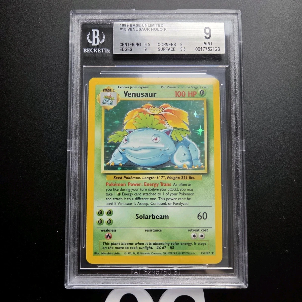 Pokémon TCG Base Set Venusaur Grade 9 Individual Collectible Card
