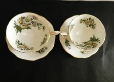 ROYAL STANDARD, FINE BONE CHINA, ENGLAND PAIR OF CUPS AND SAUCERS, DAISEYS