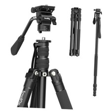 Video Tripod, 72" Camera Tripod Monopod with Fluid Head, Aluminum Camera CT180