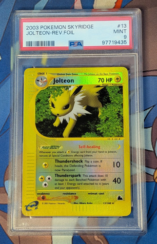 PSA 9 Jolteon Skyridge Reverse Holo Foil 13/144 Pokemon 2003 Vintage TCG NM