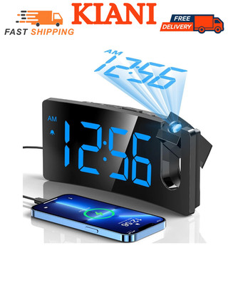 Projection Alarm Clock, Digital Clock with 180° Rotatable Projector, 3-Level .
