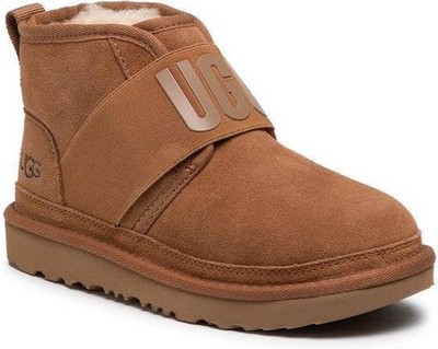 Boys Ugg  Neumel II Graphic Slip On Suede Sheepskin Lined Boots, Chestnut