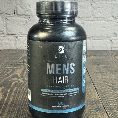 B Life Mens Hair Growth Strength 60 Capsules Vitamin A C D3 E - EXPIRES 12/2026