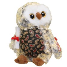 TY Beanie Baby - SMARTY the Graduation Owl (w/Green Chest & No Hat version) MWMT