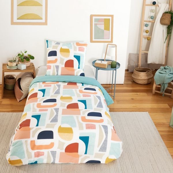 Parure de lit 200x200 cm Polycoton Colors avec housse de couette et deux taies d'oreiller assorties
