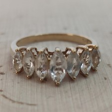 9ct Yellow Gold Ring Cubic Zirconia Stones 375 Stamped Ring Size O