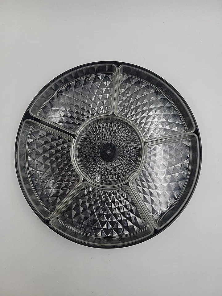 Midcentury OMC Japan Round Bento Box Sectioned Lidded Tray Insert 14in Vintage  - Image 2 of 4