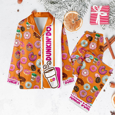 Dunkin Donut Pajamas Set Dunkin Donut Shirt Cute Drink Women Pajamas Funny Dunki