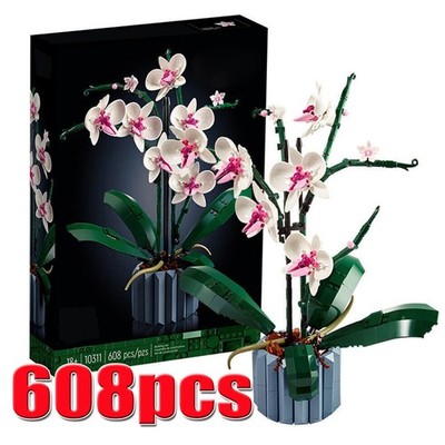 608stk 10311 Orchid Artificial Plant Building Set with Flowers,Home DIY Décor DE