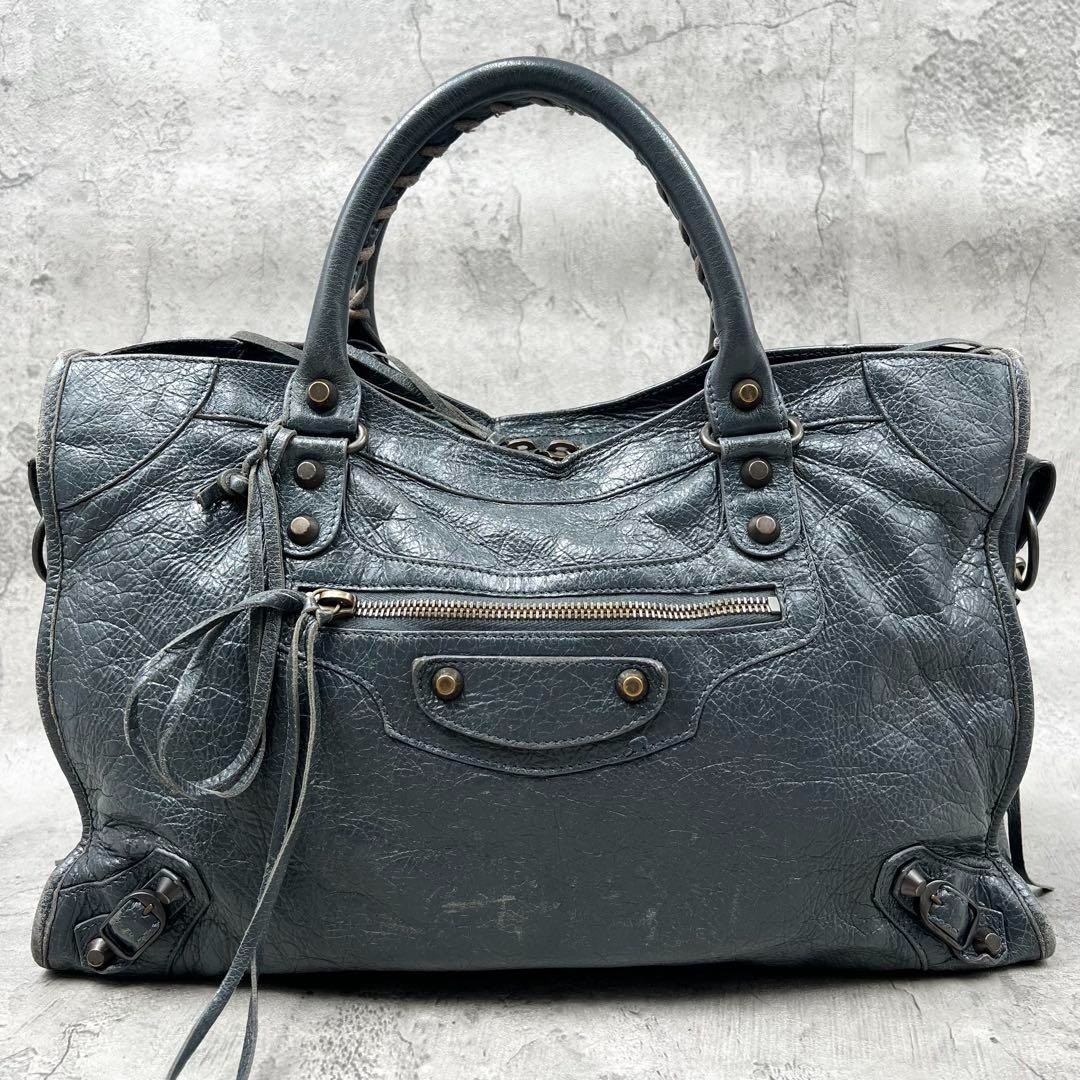 Balenciaga The City Handbag Shoulder 2way Dark Gray Leather