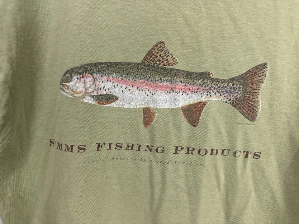 VTG Simms Fishing Products Rainbow Trout Worn Outdoor Camping T-Shirt Size M - Image 4 of 4