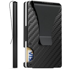 Men's RFID Blocking Slim Wallet Carbon Fiber Money Clip Card Holder