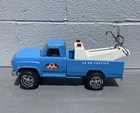 Vintage Tonka Wrecker Pressed Steel Blue 24 Hrs Service Tow Truck Toy #11060