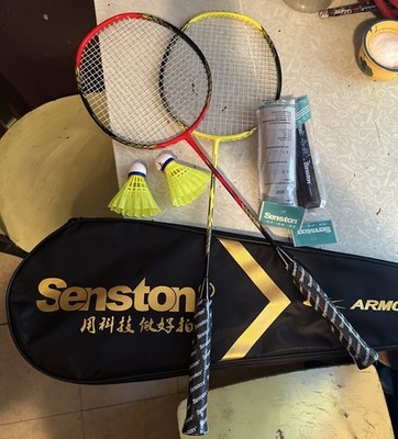 Senston Badminton Set: 2x 530Y Rackets, 2 Birdies, Badminton Bag & 2 Wraps, New!